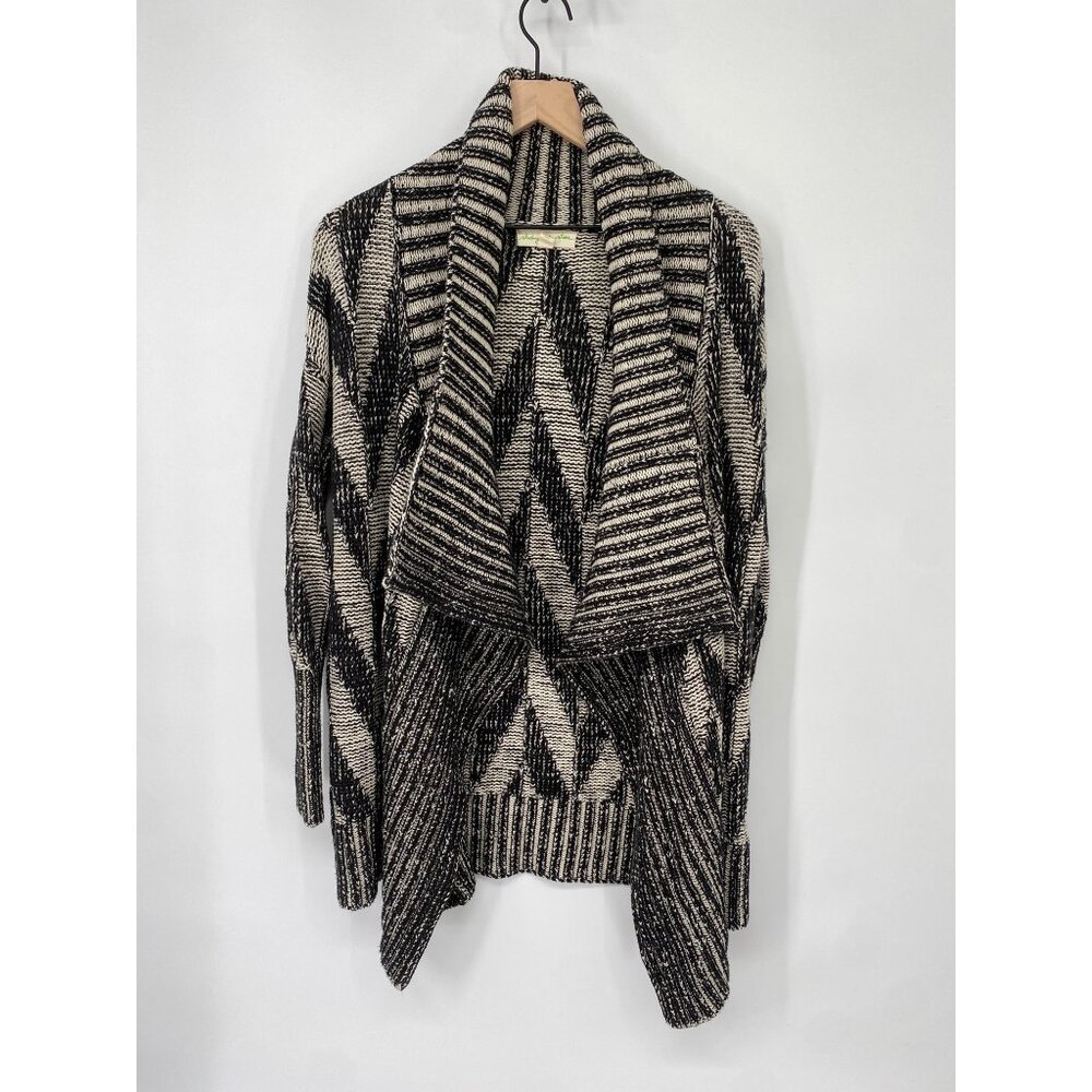 ANTHROPOLOGIE STARING AT STARS CHUNKY KNIT OPEN WATERFALL CARDIGAN BOHO SMALL